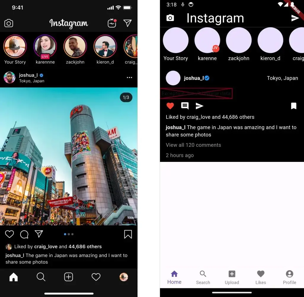 Generate functioning Flutter apps - Instagram Feed.jpg