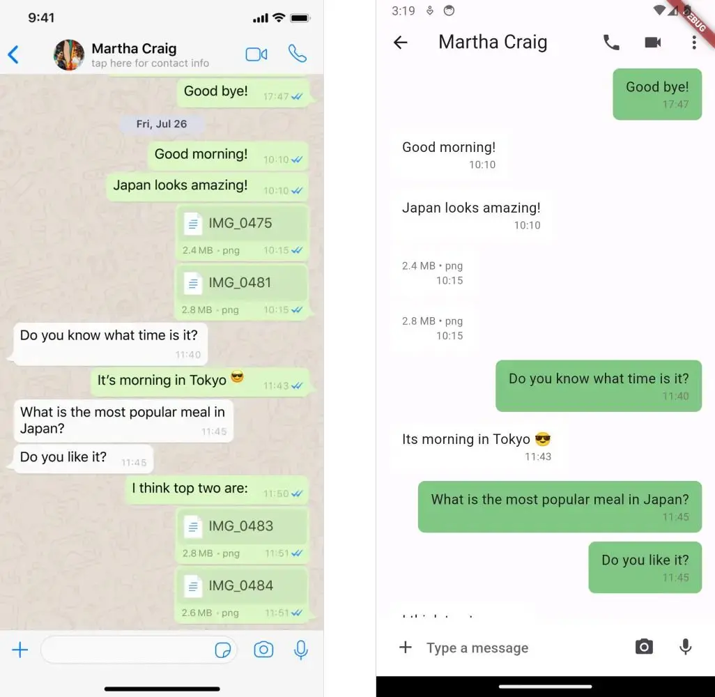 Generate functioning Flutter apps - Whatsapp Chat.jpg