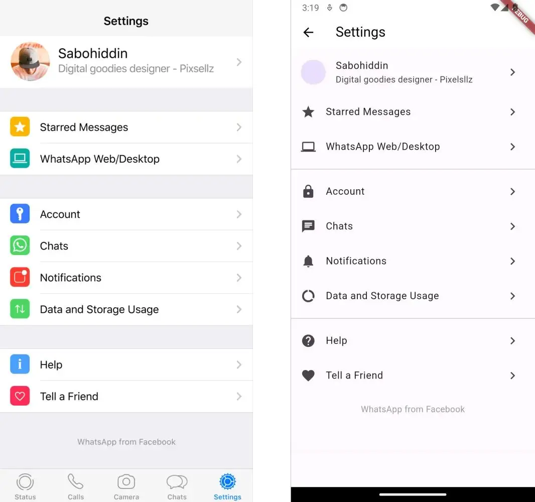 Generate functioning Flutter apps - Whatsapp profile.jpg
