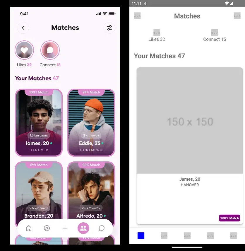 Generate functioning React Native apps - Friendzy Matches.png