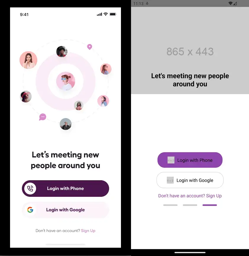 Generate functioning React Native apps - Friendzy login.png