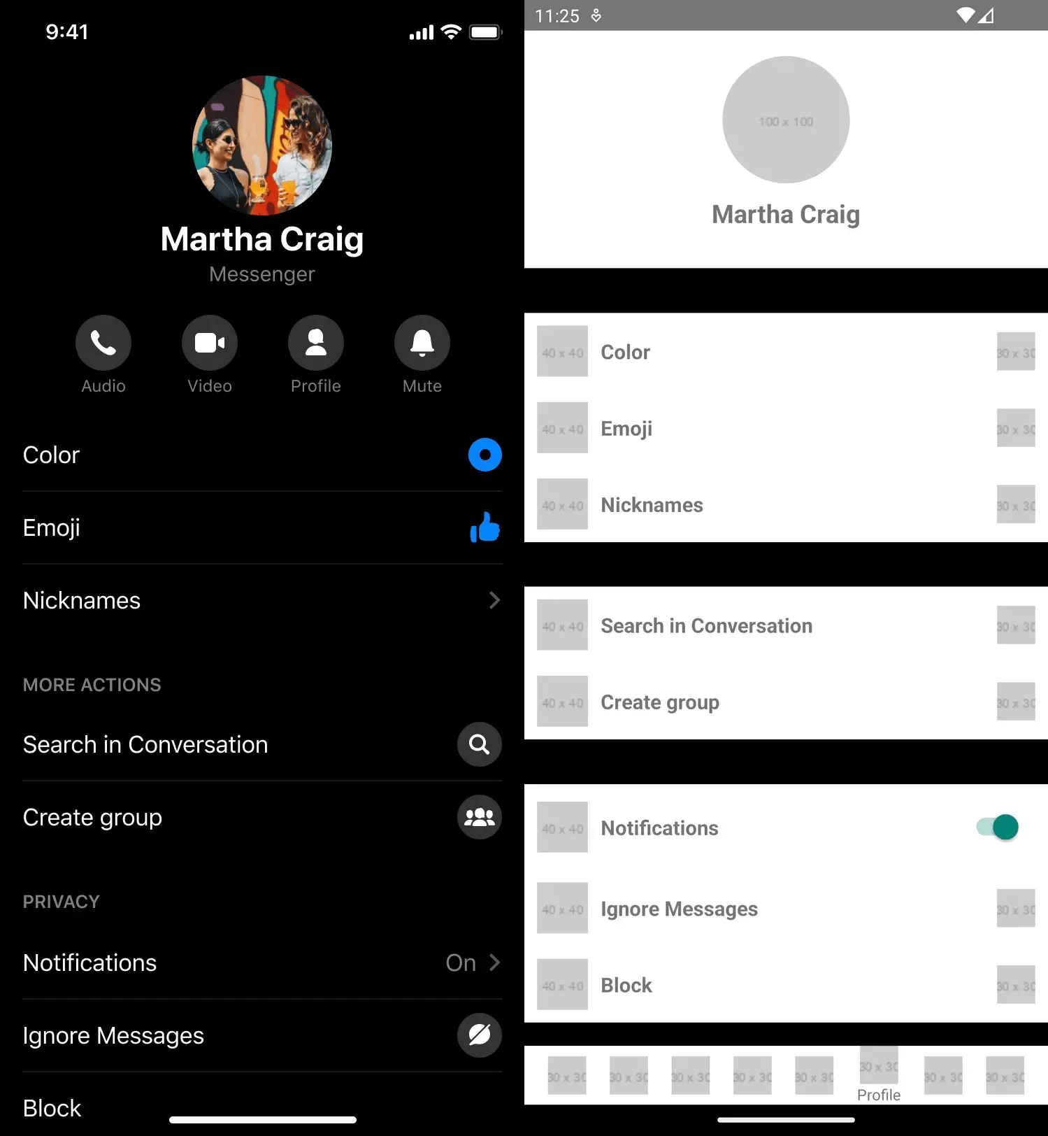Generate functioning React Native apps - Messenger Profile.png